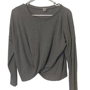 Paper‎ Crane Women's Size Medium Gray Waffle Knit Twisted Front Light Sweater